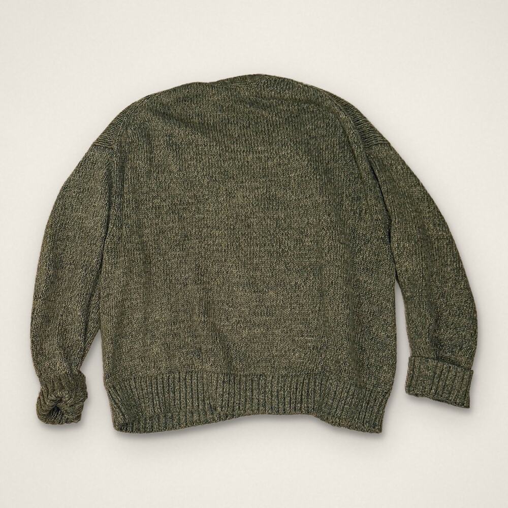 Polo Ralph Lauren POLO Logo Crewneck Sweater Olive Cream Varsity Preppy Cotton - Picture 3 of 5